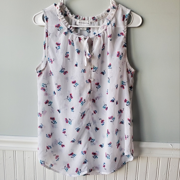 3/$15 Liz Claiborne Ruffle Neck Button up Halter Tops Women's Size Medium - Picture 3 of 15